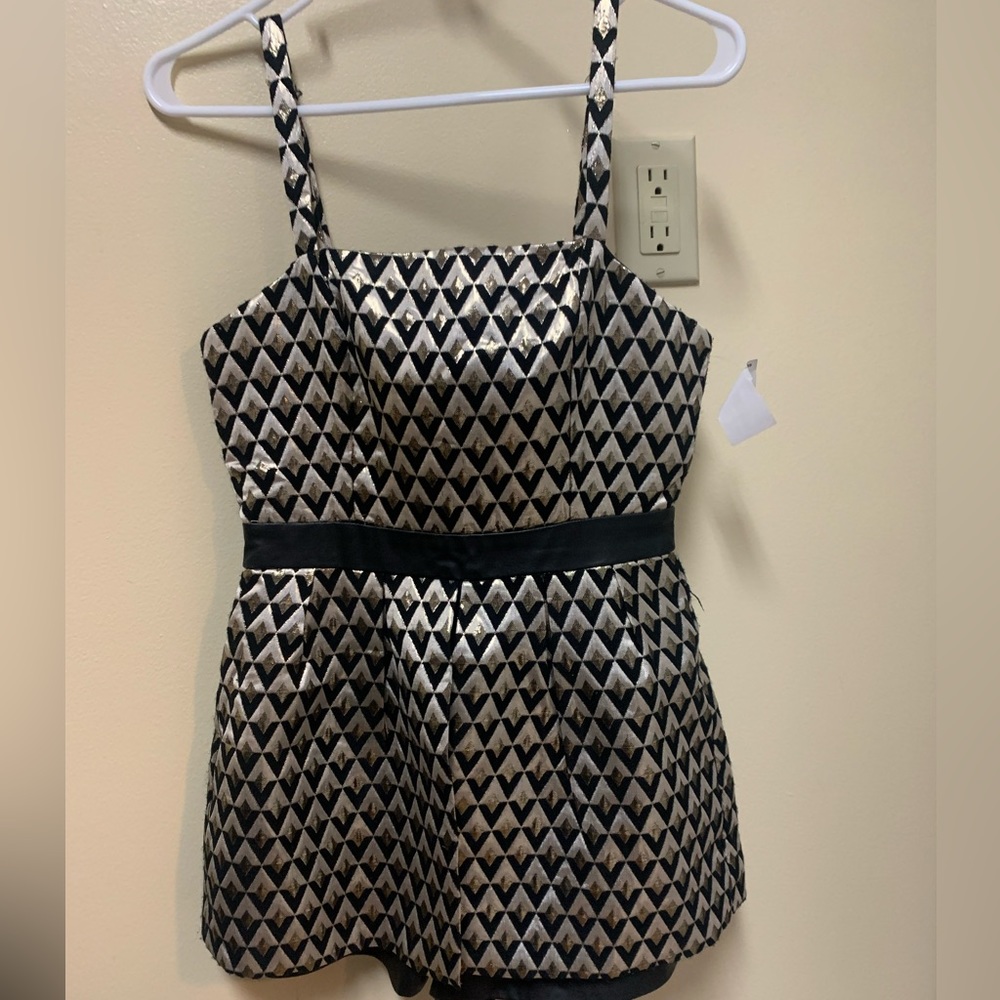 Mustard Seed metallic Gold and Black Skort leather romper
